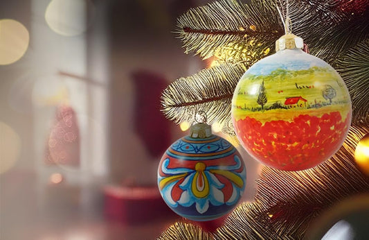 Deruta Italian Hand Painted Ceramic Christmas Ball Ornaments by thatsArte.com – Deruta Pottery for Xmas Tree Decoration Handmade in Italy by D&G Design