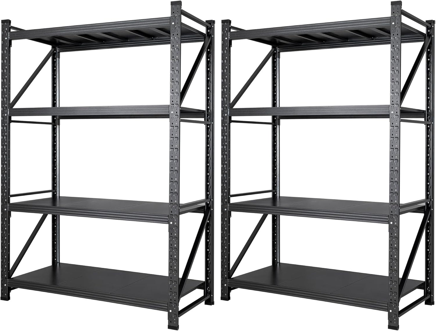71”W Garage Shelving Units, 5000LBS Storage Shelves Heavy Duty, 24" Deep Metal Shelving Rack, 4 Tier Large Tall Industrial Shelving , Adjustable Standing Shelf for Warehouse / Shop 71"W x 24"D x 70"H
