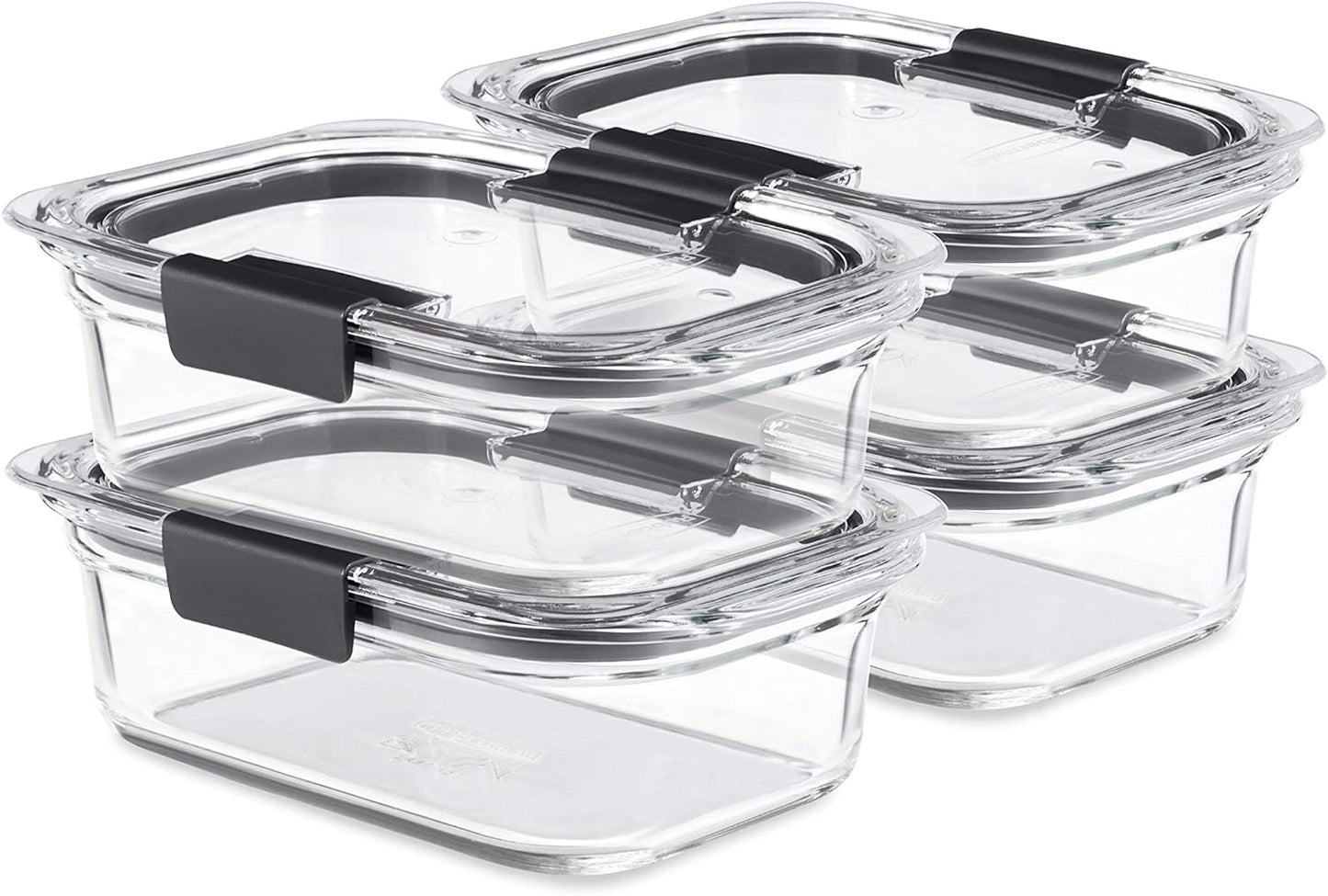 Rubbermaid Brilliance Glass Food Storage Containers, Assorted Sizes, Set of 9, BPA-Free, Leak-Proof, Clear