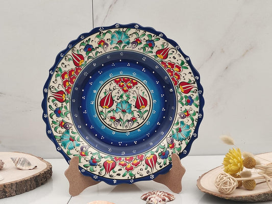 Turkish Decorative Plate 9.85"(25cm) Handmade Ceramic Ornament for Home&Office Wall Hanging Decor