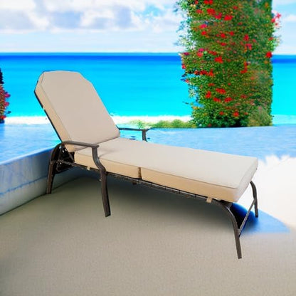 Kozyard Maya Chaise Lounge - Outdoor Patio Recliner Chair, Comfortable Patio Lounge Chair, Elegant Chaise Lounge Chair for Relaxation, Perfect Outdoor Recliner Chair (Tan)