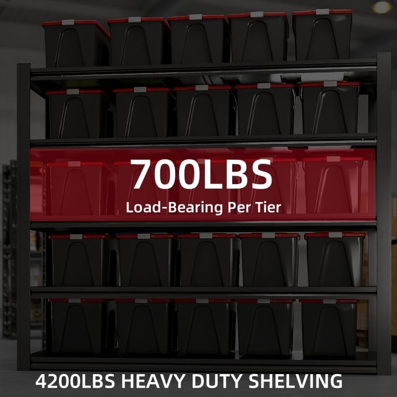 84“H 6T Garage Shelving Heavy Duty Storage Shelves 3500 LBS Adjustable Metal Shelving Uints and Storage for Garage,Warehouse,School,Commercial,Business, 62 "W x 24 "D x 84 "H