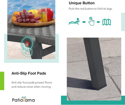 Patiorama Patio Chaise Lounge Set of 2, Aluminum Outdoor Folding Lounge Chair, All-Weather PE Rattan Wicker Adjustable Reclining Lounge Chair for Outside,Portable Sun Lounger for Beach Lawn Pool-Grey