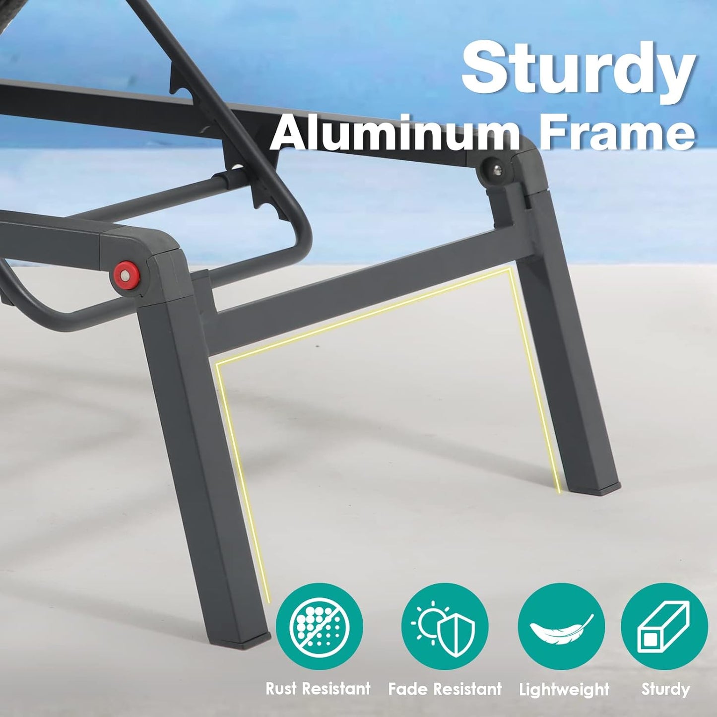 Patiorama Patio Chaise Lounge Set of 2, Aluminum Outdoor Folding Lounge Chair, All-Weather PE Rattan Wicker Adjustable Reclining Lounge Chair for Outside,Portable Sun Lounger for Beach Lawn Pool-Grey