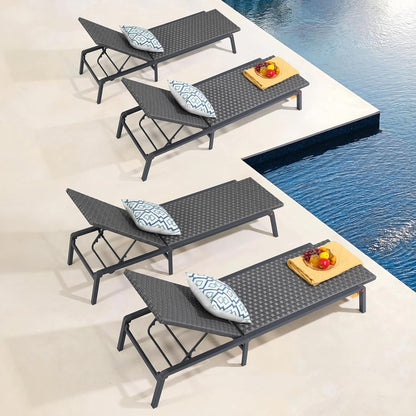Patiorama Patio Chaise Lounge Set of 2, Aluminum Outdoor Folding Lounge Chair, All-Weather PE Rattan Wicker Adjustable Reclining Lounge Chair for Outside,Portable Sun Lounger for Beach Lawn Pool-Grey
