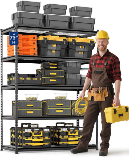 WORKPRO 5-Layer Heavy Duty Metal Storage Rack, 48”W x 24”D x 72”H, Adjustable Shelving Unit with 4000 lbs Total Load Capacity, for Garage, Kitchen, Bathroom, Warehouse