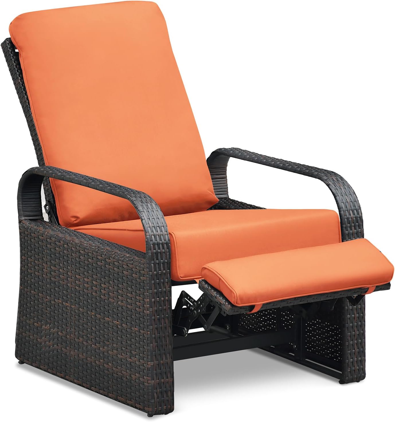 ART TO REAL Outdoor Recliner, Outdoor Wicker Recliner Chair with 5.12'' Thickness Cushions, Automatic Adjustable Rattan Patio Chaise Lounge Chairs, Aluminum Frame, Anti-UV and Rustless