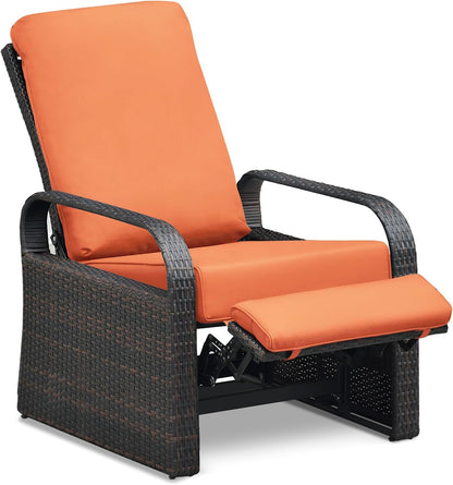 ART TO REAL Outdoor Recliner, Outdoor Wicker Recliner Chair with 5.12'' Thickness Cushions, Automatic Adjustable Rattan Patio Chaise Lounge Chairs, Aluminum Frame, Anti-UV and Rustless