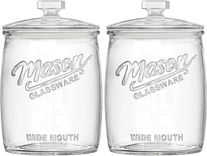 2 Pack Cookie Jar, 1 Gallon Glass Jar with Airtight Lids - Large Wide Mouth Mason Jar for Kitchen Pantry& Laundry Room, Glass Apothecary Canisters Sets for Candy, Flour, Rice, Coffee, Display