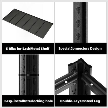 84“H 6T Garage Shelving Heavy Duty Storage Shelves 3500 LBS Adjustable Metal Shelving Uints and Storage for Garage,Warehouse,School,Commercial,Business, 62 "W x 24 "D x 84 "H