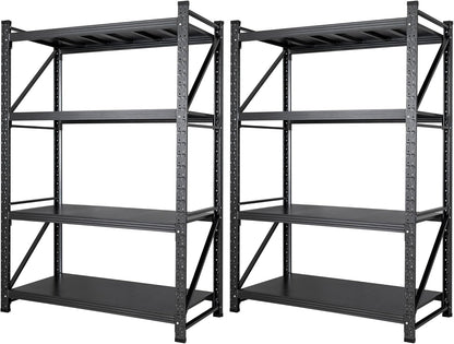 71”W Garage Shelving Units, 5000LBS Storage Shelves Heavy Duty, 24" Deep Metal Shelving Rack, 4 Tier Large Tall Industrial Shelving , Adjustable Standing Shelf for Warehouse / Shop 71"W x 24"D x 70"H