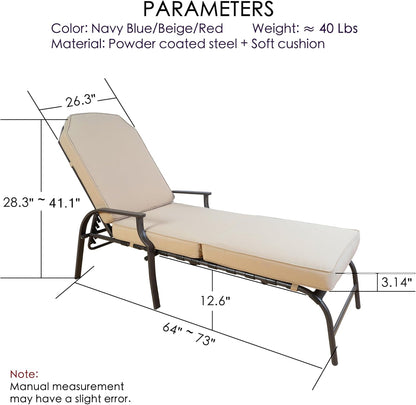 Kozyard Maya Chaise Lounge - Outdoor Patio Recliner Chair, Comfortable Patio Lounge Chair, Elegant Chaise Lounge Chair for Relaxation, Perfect Outdoor Recliner Chair (Tan)