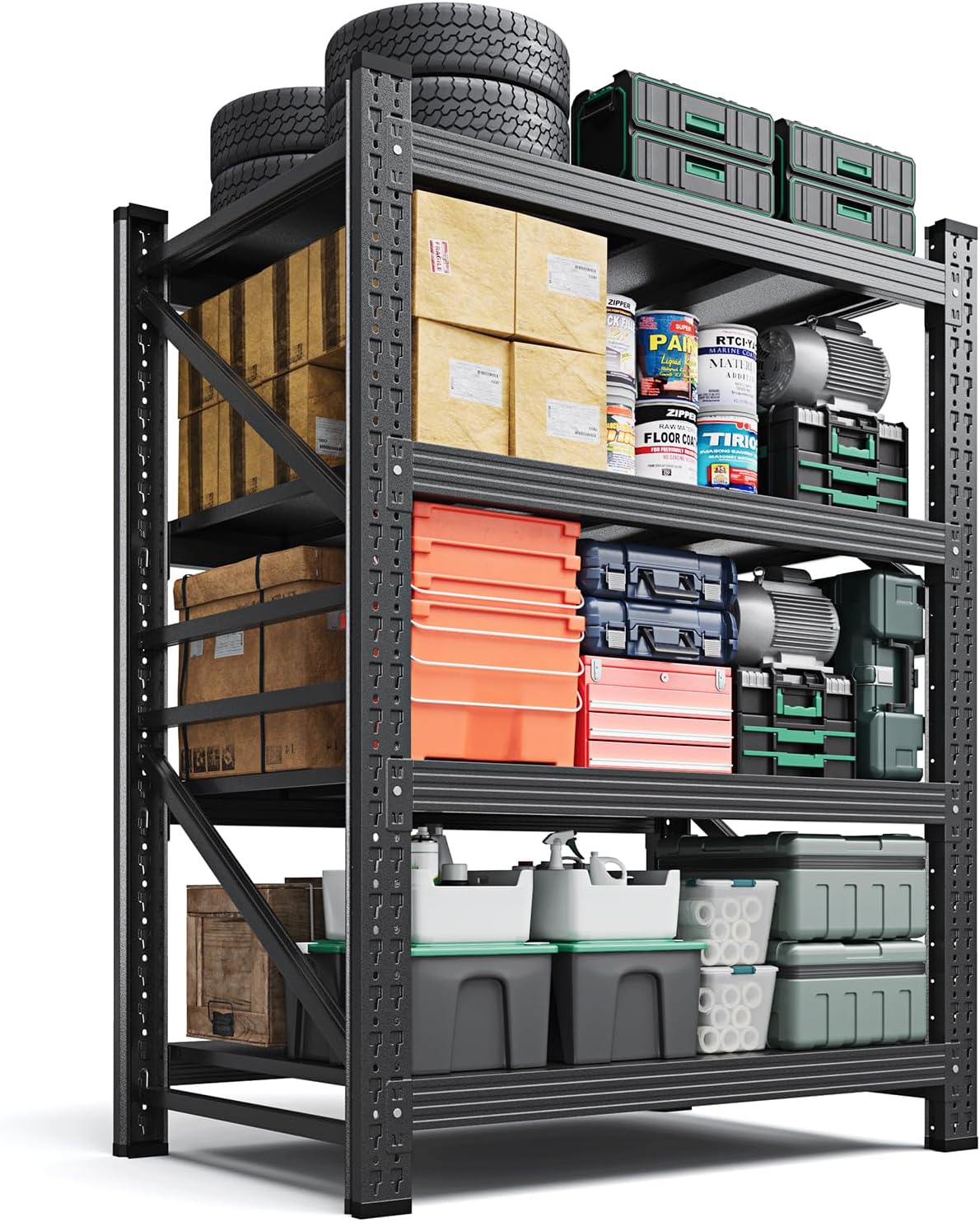 Letaya 3000LBS Storage Shelves Heavy Duty,70" H Garage Shelving Units, 4 Tier Adjustable Utility Rack Shelf,Large Metal Industrial Shelves,for Shop,Warehouse,Basement (48" W x 24" D x 70" H)