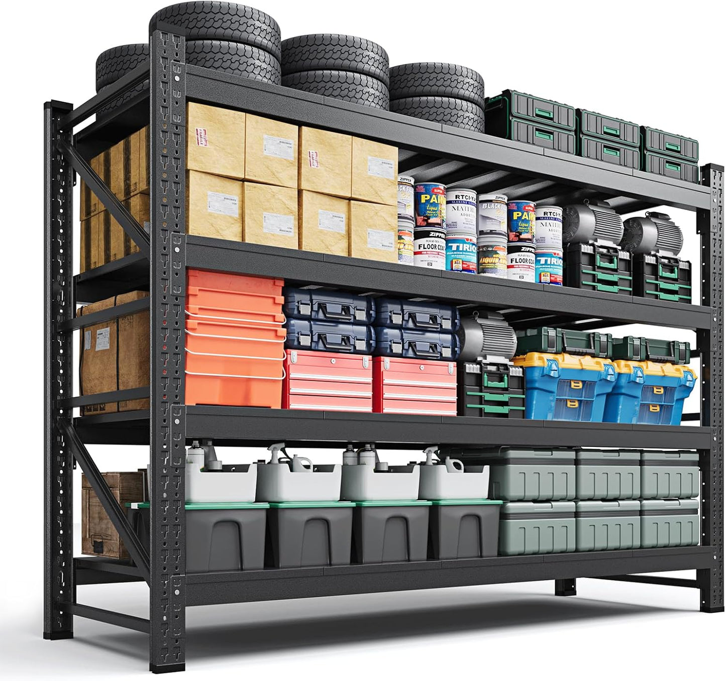Letaya 3000LBS Storage Shelves Heavy Duty,70" H Garage Shelving Units, 4 Tier Adjustable Utility Rack Shelf,Large Metal Industrial Shelves,for Shop,Warehouse,Basement (48" W x 24" D x 70" H)