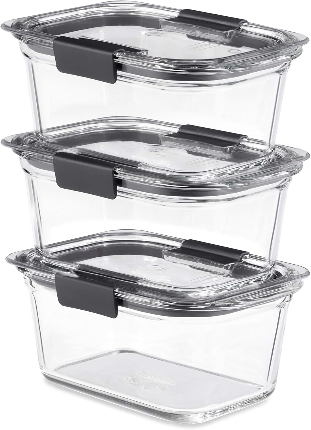 Rubbermaid Brilliance Glass Food Storage Containers, Assorted Sizes, Set of 9, BPA-Free, Leak-Proof, Clear