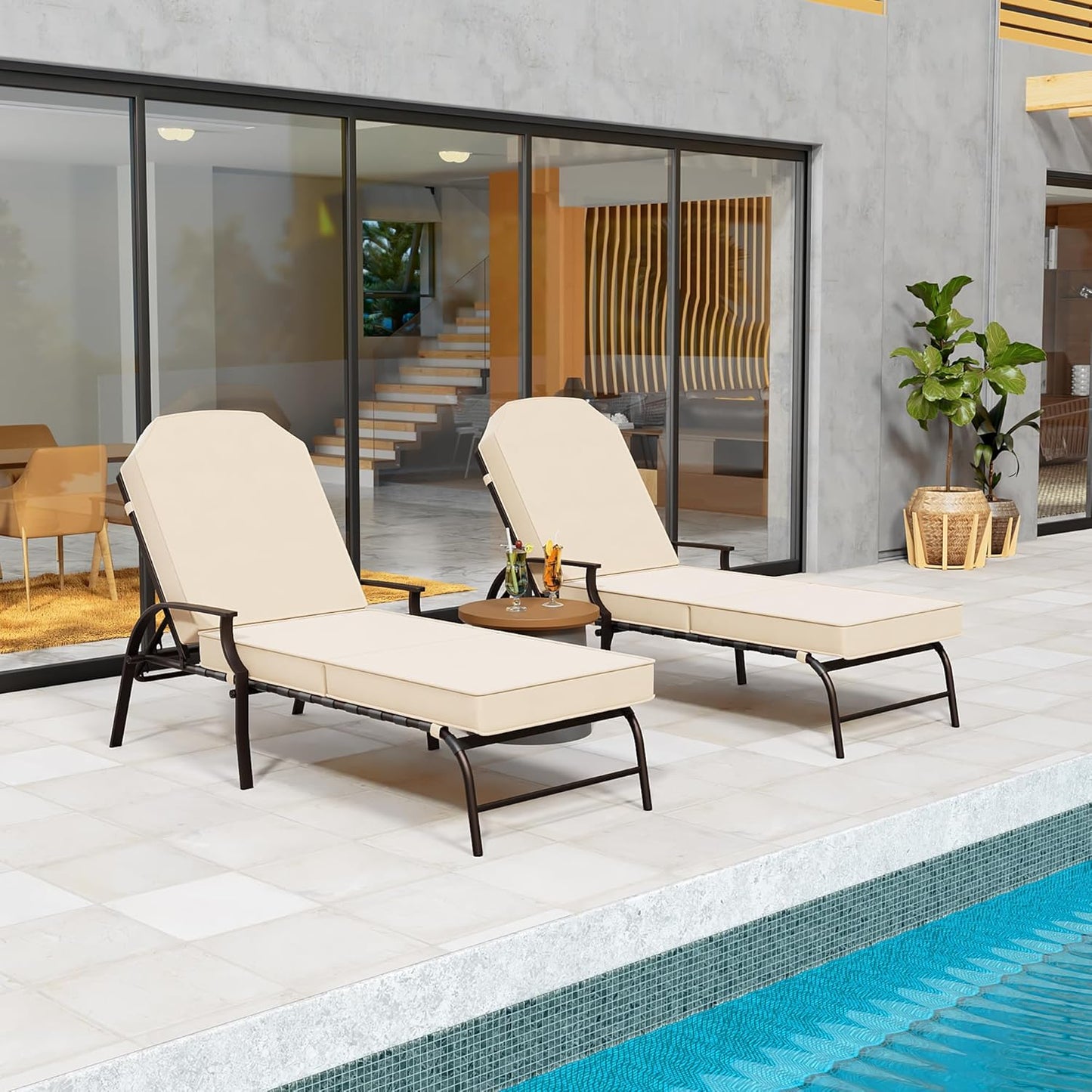 Kozyard Maya Chaise Lounge - Outdoor Patio Recliner Chair, Comfortable Patio Lounge Chair, Elegant Chaise Lounge Chair for Relaxation, Perfect Outdoor Recliner Chair (Tan)