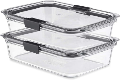 Rubbermaid Brilliance Glass Food Storage Containers, Assorted Sizes, Set of 9, BPA-Free, Leak-Proof, Clear