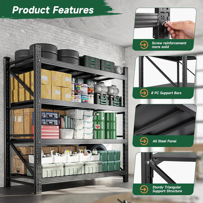 Letaya 3000LBS Storage Shelves Heavy Duty,70" H Garage Shelving Units, 4 Tier Adjustable Utility Rack Shelf,Large Metal Industrial Shelves,for Shop,Warehouse,Basement (48" W x 24" D x 70" H)