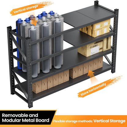 71”W Garage Shelving Units, 5000LBS Storage Shelves Heavy Duty, 24" Deep Metal Shelving Rack, 4 Tier Large Tall Industrial Shelving , Adjustable Standing Shelf for Warehouse / Shop 71"W x 24"D x 70"H