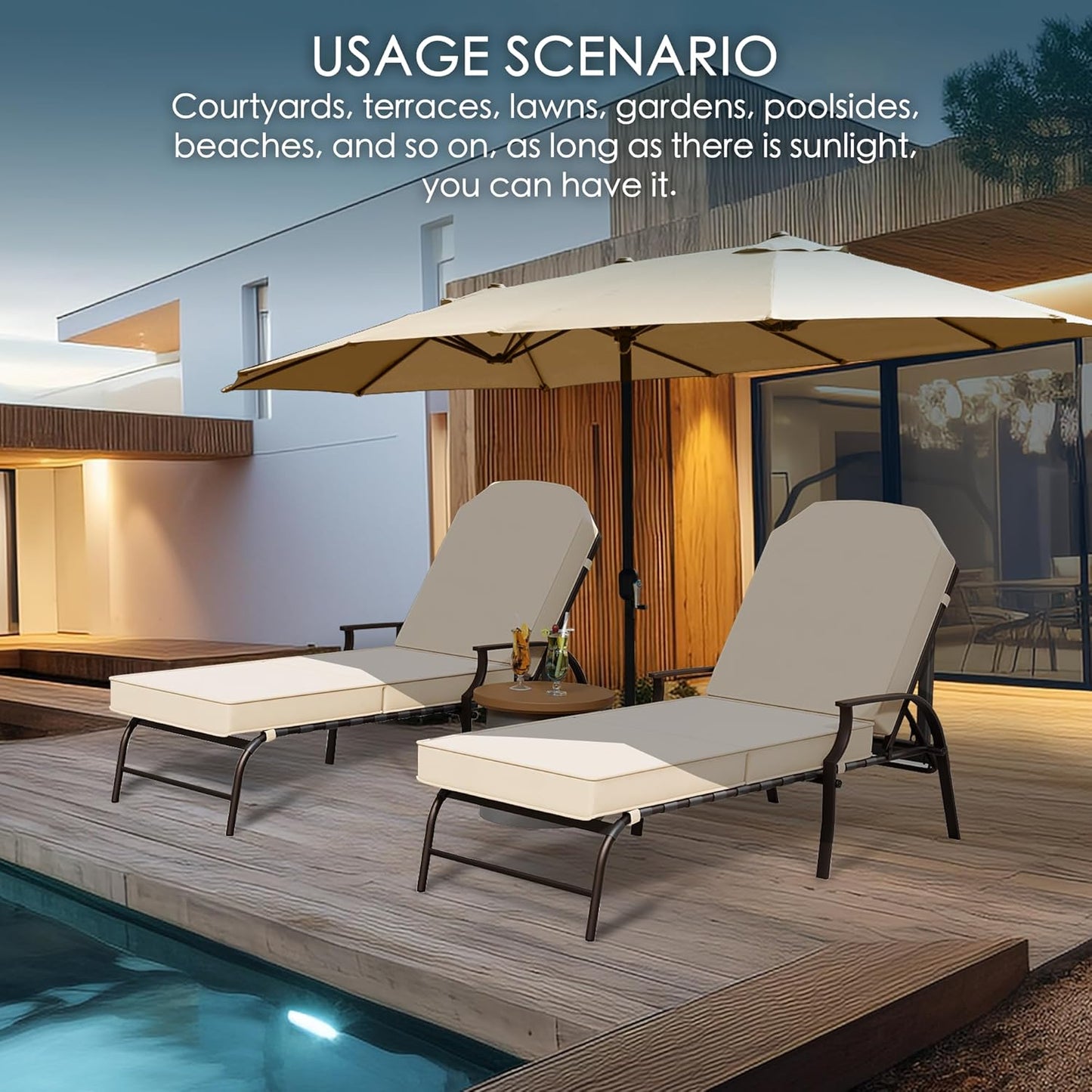 Kozyard Maya Chaise Lounge - Outdoor Patio Recliner Chair, Comfortable Patio Lounge Chair, Elegant Chaise Lounge Chair for Relaxation, Perfect Outdoor Recliner Chair (Tan)