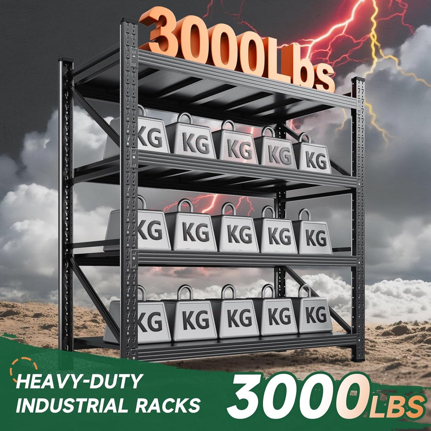 Letaya 3000LBS Storage Shelves Heavy Duty,70" H Garage Shelving Units, 4 Tier Adjustable Utility Rack Shelf,Large Metal Industrial Shelves,for Shop,Warehouse,Basement (48" W x 24" D x 70" H)