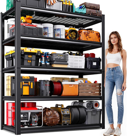 Garage Shelving-3000 lbs 5 Tier Storage Shelves,Adjustable Heavy Duty Metal Shelving Unit and Storage Large Wire Rack,Utility Steel Shelf for Warehouse Industrial Pantry Basement 71"x46"x18"