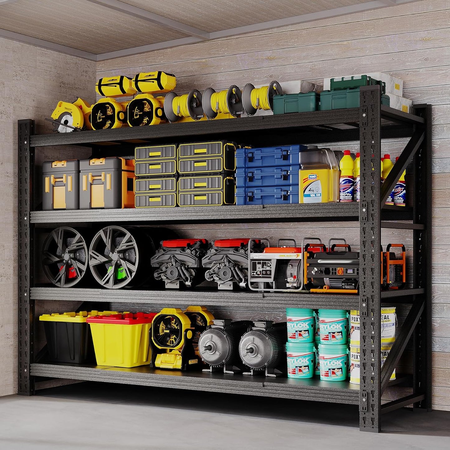 71" W Storage Shelves 5000lbs Garage Metal Shelving Heavy Duty Garage Shelves Adjustable Storage Shelves for Industrial, Factory,71" W X 24" D X 69" H