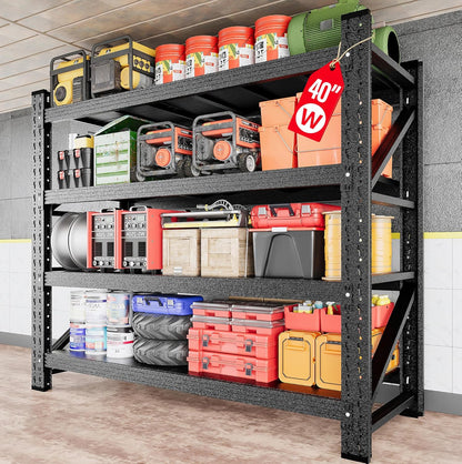7000LBS Heavy Duty Garage Shelving Units,79" Wide & Deep Storage Shelves,Black Metal Garage Shelves,Large Storage Rack,Steel Shelf,Industrial Shelving for Shop,Warehouse,Basement,79" W x 24" D x 79" H