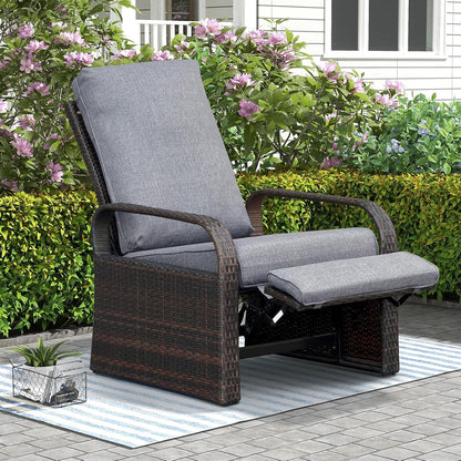 ART TO REAL Outdoor Recliner, Outdoor Wicker Recliner Chair with 5.12'' Thickness Cushions, Automatic Adjustable Rattan Patio Chaise Lounge Chairs, Aluminum Frame, Anti-UV and Rustless