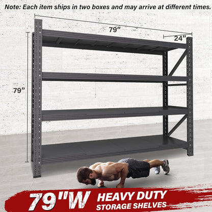 7000LBS Heavy Duty Garage Shelving Units,79" Wide & Deep Storage Shelves,Black Metal Garage Shelves,Large Storage Rack,Steel Shelf,Industrial Shelving for Shop,Warehouse,Basement,79" W x 24" D x 79" H