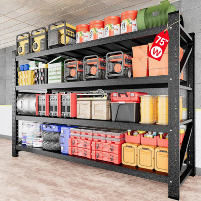 7000LBS Heavy Duty Garage Shelving Units,79" Wide & Deep Storage Shelves,Black Metal Garage Shelves,Large Storage Rack,Steel Shelf,Industrial Shelving for Shop,Warehouse,Basement,79" W x 24" D x 79" H