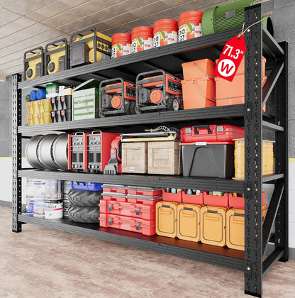 7000LBS Heavy Duty Garage Shelving Units,79" Wide & Deep Storage Shelves,Black Metal Garage Shelves,Large Storage Rack,Steel Shelf,Industrial Shelving for Shop,Warehouse,Basement,79" W x 24" D x 79" H