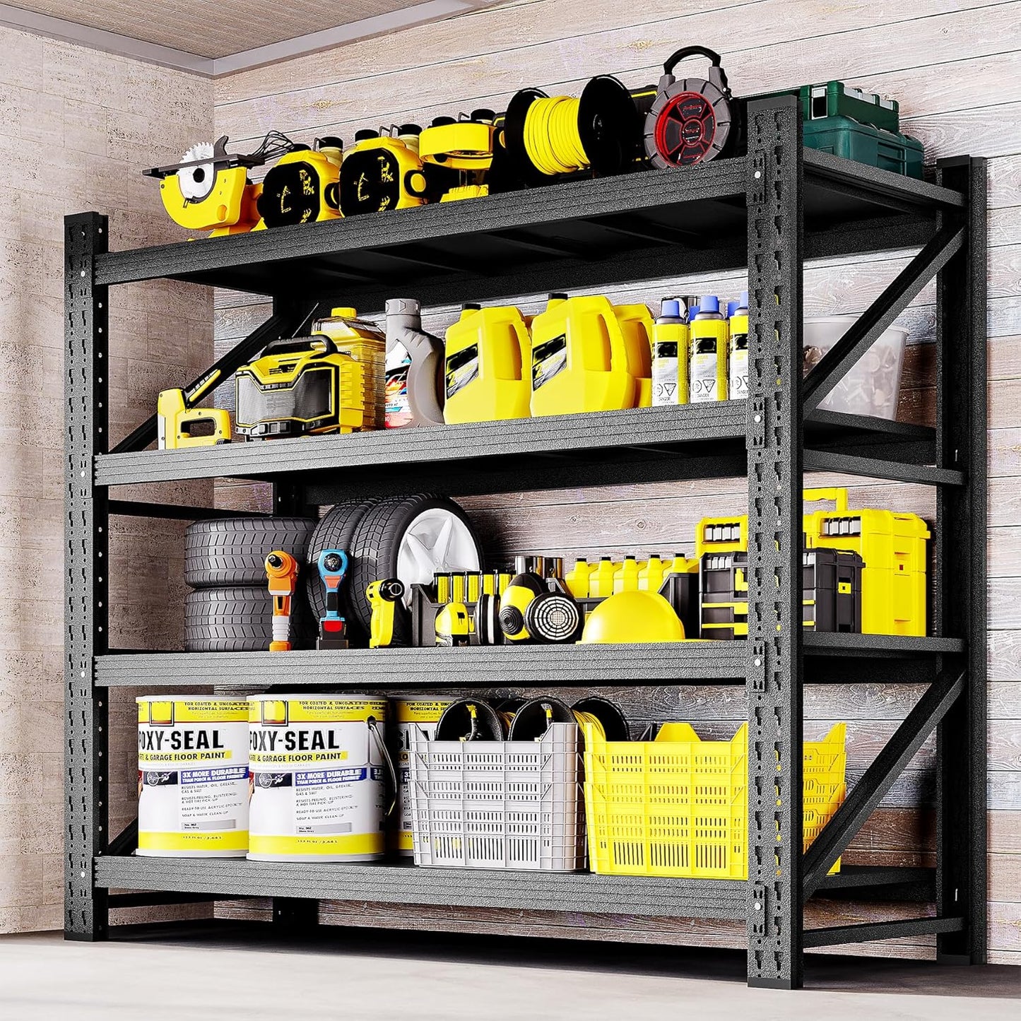 71" W Storage Shelves 5000lbs Garage Metal Shelving Heavy Duty Garage Shelves Adjustable Storage Shelves for Industrial, Factory,71" W X 24" D X 69" H